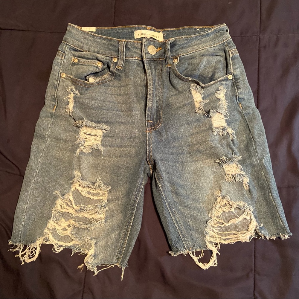 Almost Famous Distressed High-Rise Denim Shorts